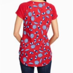 Talbots Top Linen Beach Umbrella Parasol Red Blue